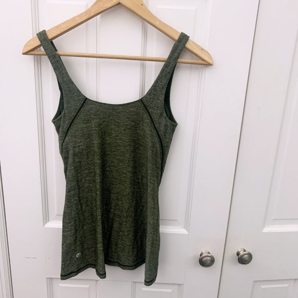 Lululemon Amala Tank Heathered Gator Green - Picture 9 of 11